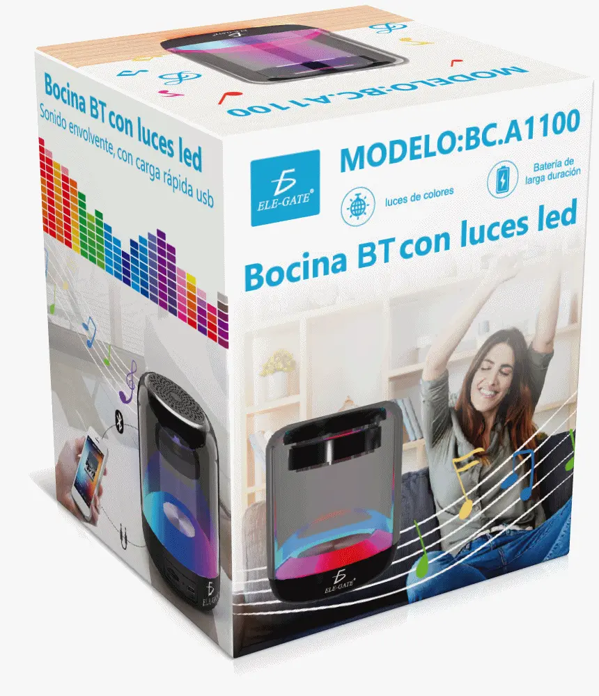 Bocina Bluetooth Inalambrica con Luces LED RGB [BC.A1100]