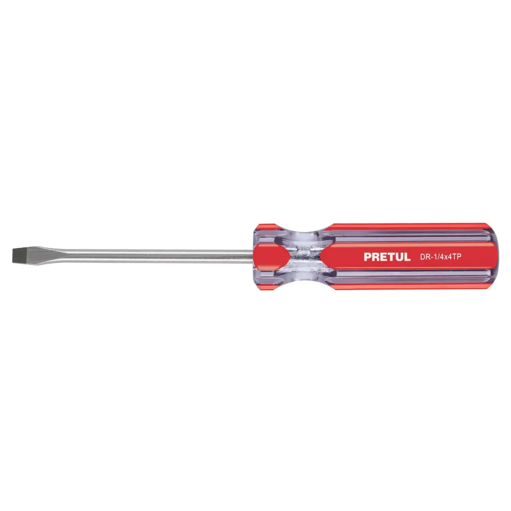 Desarmador plano 1/4 x 4″ con mango de PVC [21459]